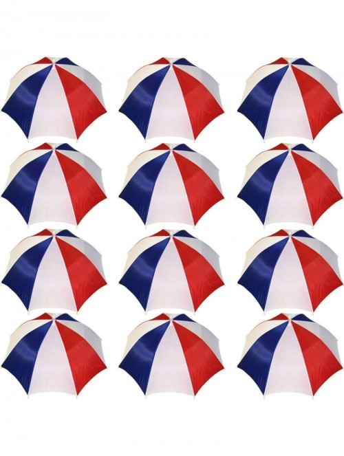 Sun Hats 4 Pack Umbrella Hat Cap Hands Free with Head Strap for Sun Rain - 12 Pack Red/White - C51845ZI63N $34.18