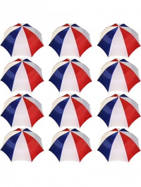 Sun Hats 4 Pack Umbrella Hat Cap Hands Free with Head Strap for Sun Rain - 12 Pack Red/White - C51845ZI63N $34.18