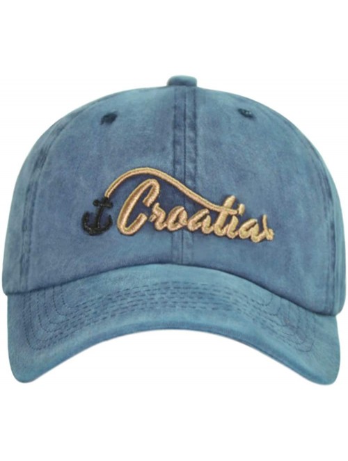 Baseball Caps Anchor Embroidered Cotton Washed Dad Hat Distressed Retro Baseball Hat - Retro Blue - CZ18O2CQT0Z $13.45