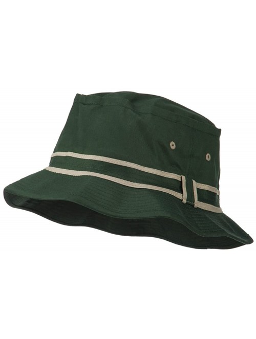 Bucket Hats Striped Hat Band Fisherman Bucket Hat - Dk Grn/Khaki - CF11TX7R9W5 $16.71