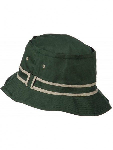 Bucket Hats Striped Hat Band Fisherman Bucket Hat - Dk Grn/Khaki - CF11TX7R9W5 $16.71