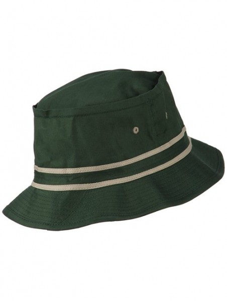 Bucket Hats Striped Hat Band Fisherman Bucket Hat - Dk Grn/Khaki - CF11TX7R9W5 $16.71