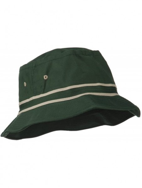 Bucket Hats Striped Hat Band Fisherman Bucket Hat - Dk Grn/Khaki - CF11TX7R9W5 $16.71