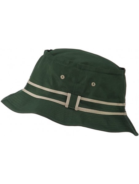 Bucket Hats Striped Hat Band Fisherman Bucket Hat - Dk Grn/Khaki - CF11TX7R9W5 $16.71