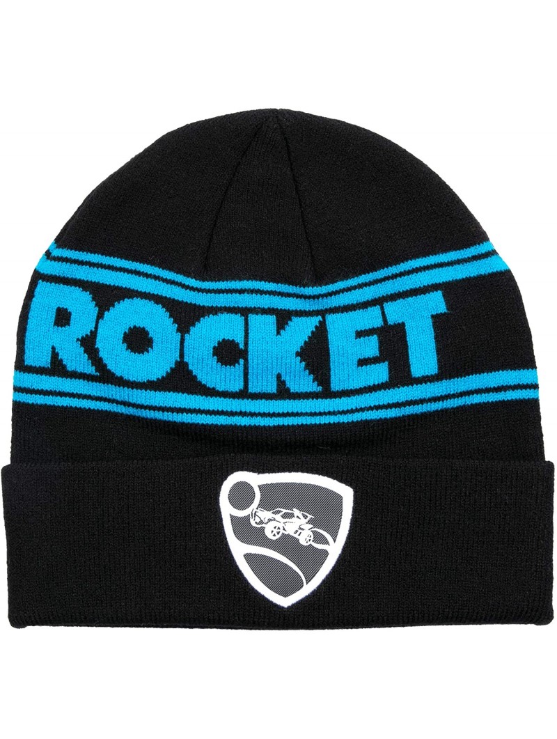 Skullies & Beanies Rocket League GG2EZ Knit Beanie- Black/Blue- One Size - C918AEGGY2K $17.75