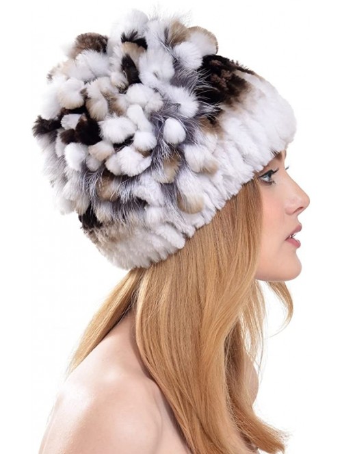 Skullies & Beanies Rabbit Fur Hat - Winter Fashion Knit Hats Women Real Fur Warm Skullies Beanie - Color3 - CO185N99IIG $28.41