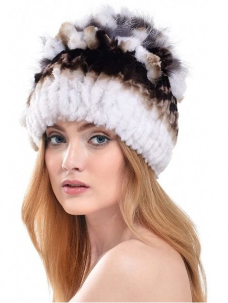 Skullies & Beanies Rabbit Fur Hat - Winter Fashion Knit Hats Women Real Fur Warm Skullies Beanie - Color3 - CO185N99IIG $28.41