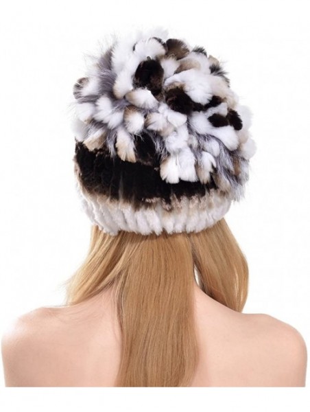 Skullies & Beanies Rabbit Fur Hat - Winter Fashion Knit Hats Women Real Fur Warm Skullies Beanie - Color3 - CO185N99IIG $28.41