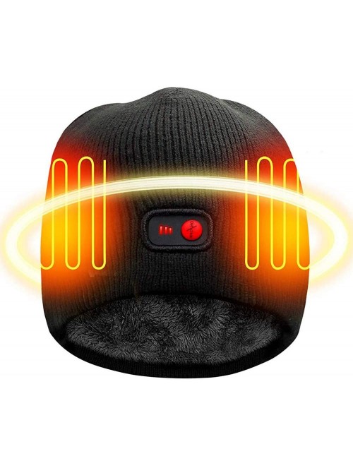 Skullies & Beanies Rechargeable Battery Heated Beanie Hat-7.4V Li-ion Battery Warm Winter Heated Cap-Works up to 3-7H - Black...