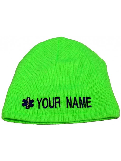 Skullies & Beanies Custom Military Embroidered Knit Fleece Lined Beanie Caps. Made in The USA!! Same Day Ship! - Neon Green -...