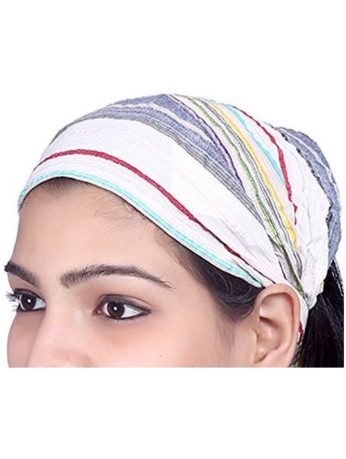 Headbands Lot 10 Pieces Womens Mens Cotton Headband Striped Hairband Bandana - Multicolored (Assorted) - CC183QX57G6 $18.05