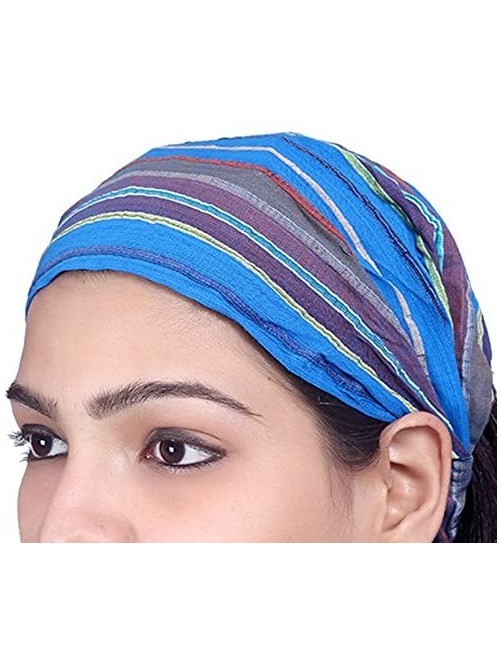 Headbands Lot 10 Pieces Womens Mens Cotton Headband Striped Hairband Bandana - Multicolored (Assorted) - CC183QX57G6 $18.05