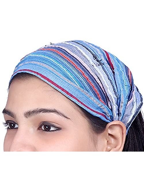 Headbands Lot 10 Pieces Womens Mens Cotton Headband Striped Hairband Bandana - Multicolored (Assorted) - CC183QX57G6 $18.05