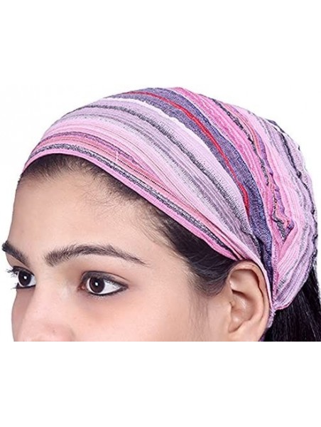 Headbands Lot 10 Pieces Womens Mens Cotton Headband Striped Hairband Bandana - Multicolored (Assorted) - CC183QX57G6 $18.05