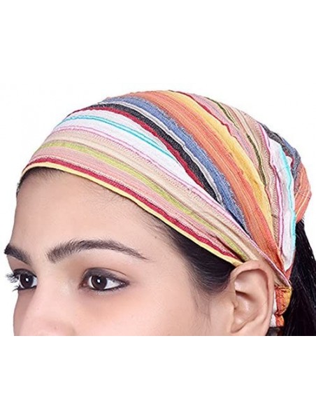 Headbands Lot 10 Pieces Womens Mens Cotton Headband Striped Hairband Bandana - Multicolored (Assorted) - CC183QX57G6 $18.05