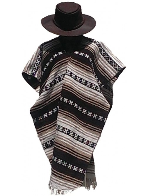 Cowboy Hats Clint Eastwood Western Black Cowboy Hat & Brown Poncho Set - Xx-large Brown Hat & Brown Poncho - CA12O0K3PV9 $41.43