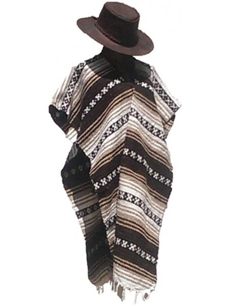 Cowboy Hats Clint Eastwood Western Black Cowboy Hat & Brown Poncho Set - Xx-large Brown Hat & Brown Poncho - CA12O0K3PV9 $41.43