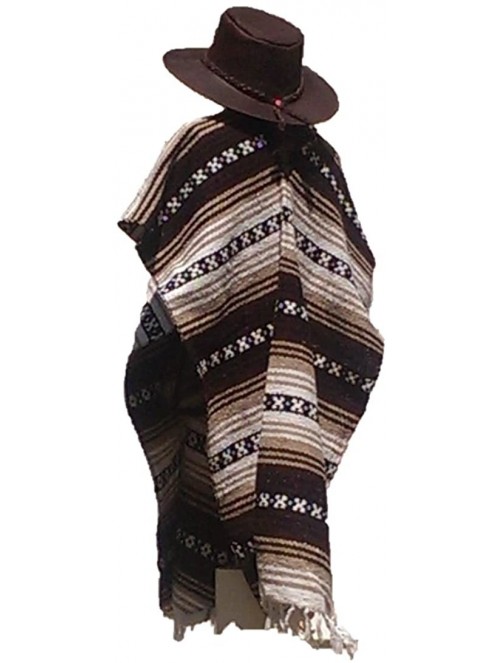 Cowboy Hats Clint Eastwood Western Black Cowboy Hat & Brown Poncho Set - Xx-large Brown Hat & Brown Poncho - CA12O0K3PV9 $41.43