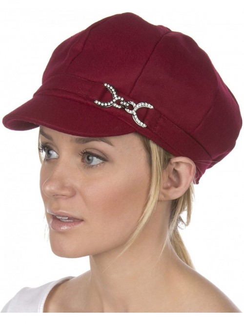 Newsboy Caps Jessica Unisex Wool Newsboy Cabbie Hat - Burgundy - CV11M0KKAKJ $18.40