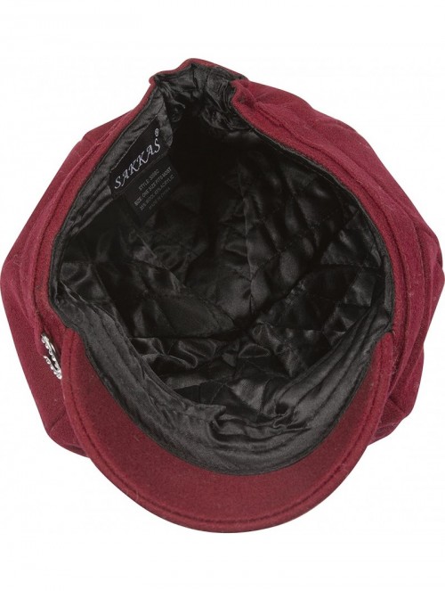 Newsboy Caps Jessica Unisex Wool Newsboy Cabbie Hat - Burgundy - CV11M0KKAKJ $18.40