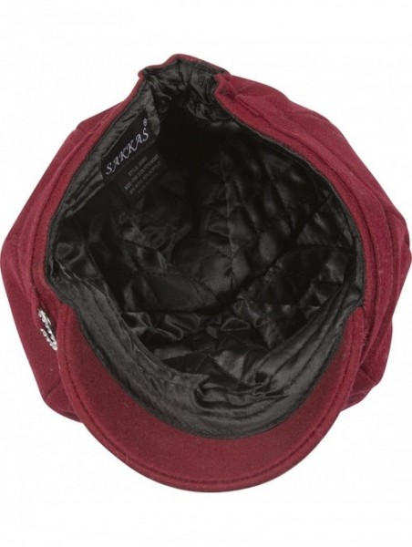 Newsboy Caps Jessica Unisex Wool Newsboy Cabbie Hat - Burgundy - CV11M0KKAKJ $18.40