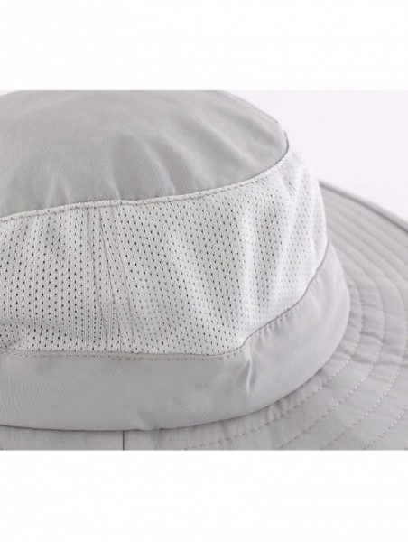 Sun Hats Outdoor UPF50+ Mesh Sun Hat Wide Brim Fishing Hat with Neck Flap - Light Gray - C418DQZC3QS $25.72