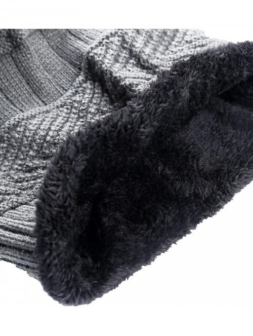 Skullies & Beanies Men Beanies Hat Winter Thick Warm Knit Skull Cap Hat Scarf Set - Grey - CT18IQ23KT2 $17.24