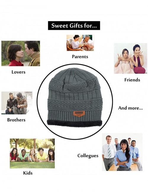 Skullies & Beanies Men Beanies Hat Winter Thick Warm Knit Skull Cap Hat Scarf Set - Grey - CT18IQ23KT2 $17.24