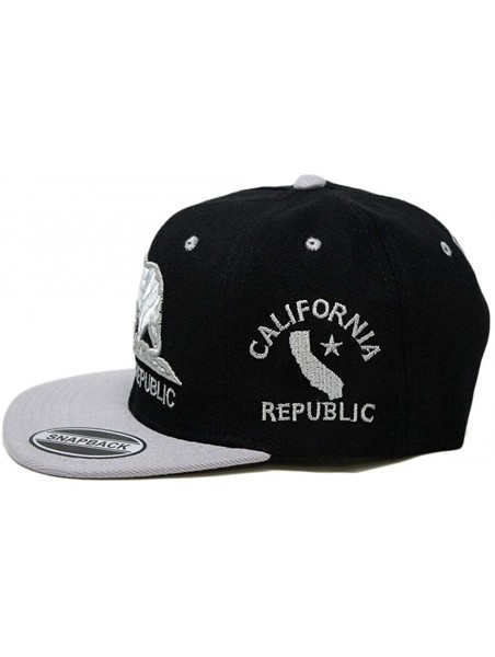 Baseball Caps California Republic Bear Logo Snapbacks Flat Brim Adjustable Snapback Hat Cap - Black Gray 01 - CI195I3XWTI $11.02