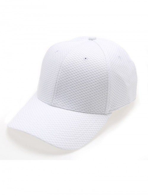 Baseball Caps Plain Polyester Twill Baseball Cap Hat with Flex fit Elastic Band - 1735-white - C812O6ZBL0K $13.82