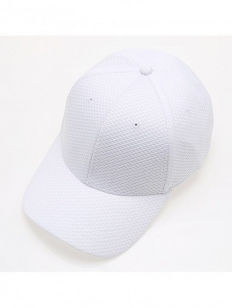 Baseball Caps Plain Polyester Twill Baseball Cap Hat with Flex fit Elastic Band - 1735-white - C812O6ZBL0K $13.82