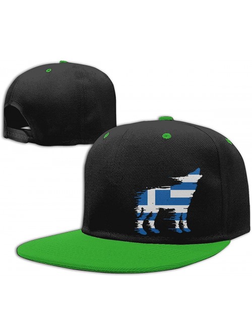 Baseball Caps Greece Greek Flag Wolf Men Women Adjustable Flat Bill Baseball Cap Dad Caps Hat - Green - CP18UUWT77M $15.45