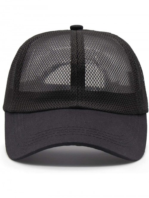 Baseball Caps Men & Women Sport Running Cap Adjustable Athletic Mesh Breathable Baseball Sun Hat - Black - CH18Y8H6XQ7 $14.01