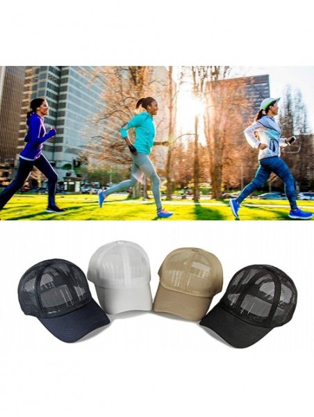 Baseball Caps Men & Women Sport Running Cap Adjustable Athletic Mesh Breathable Baseball Sun Hat - Black - CH18Y8H6XQ7 $14.01