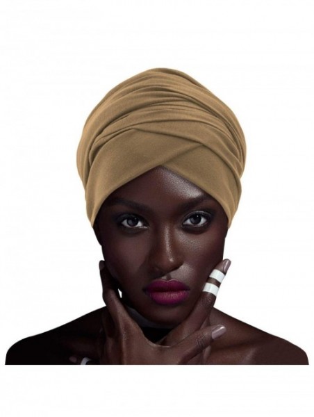 Headbands African Head Wraps Turban For Women Women' Soft Stretch Headband Long Head Wrap Scarf (2Black+Brown) - CQ197HN2A89 ...