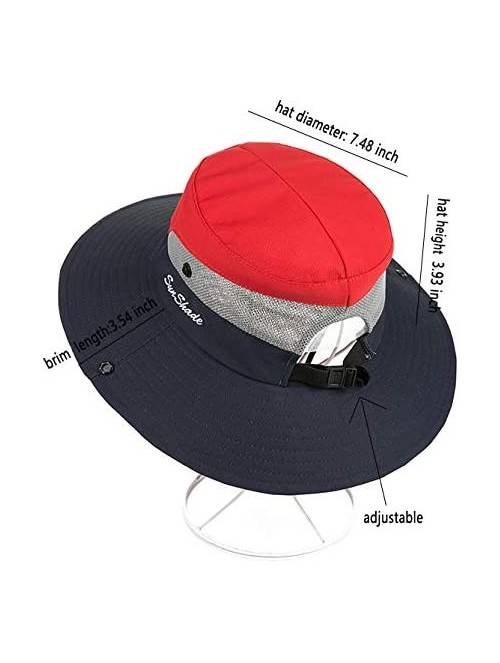 Sun Hats Women's Summer Sun UV Protection Hat Foldable Wide Brim Boonie Hats with Ponytail Hole - Red / Navy - CL18T2CO065 $1...