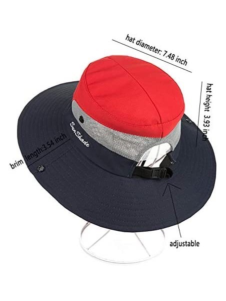 Sun Hats Women's Summer Sun UV Protection Hat Foldable Wide Brim Boonie Hats with Ponytail Hole - Red / Navy - CL18T2CO065 $1...