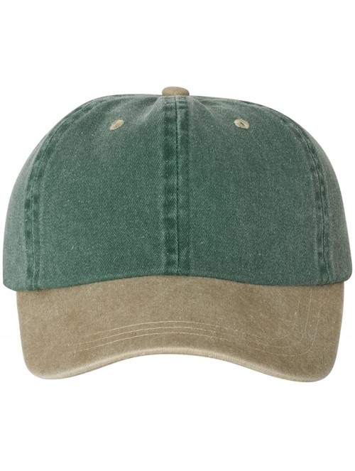 Baseball Caps Pigment Dyed Cotton Twill Cap - Spruce/Khaki - CZ1889IGNN6 $12.37