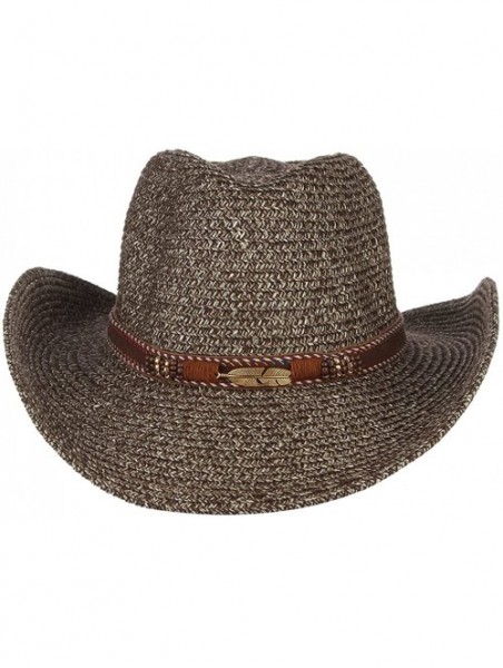 Sun Hats Cowboy Hat Floppy Sun Hat Straw Summer Beach Cap Wide Brim Straw Hats - Grey - CO180INQNC8 $14.07