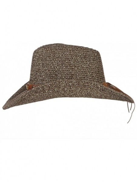 Sun Hats Cowboy Hat Floppy Sun Hat Straw Summer Beach Cap Wide Brim Straw Hats - Grey - CO180INQNC8 $14.07