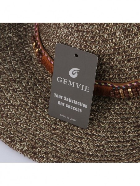 Sun Hats Cowboy Hat Floppy Sun Hat Straw Summer Beach Cap Wide Brim Straw Hats - Grey - CO180INQNC8 $14.07