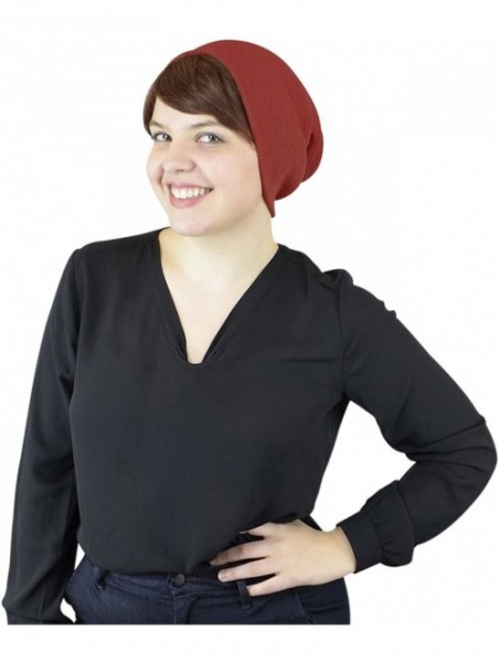 Berets Women's Without Flower Accented Stretch French Beret Hat - Burgundy - CI126BNQ32P $11.21