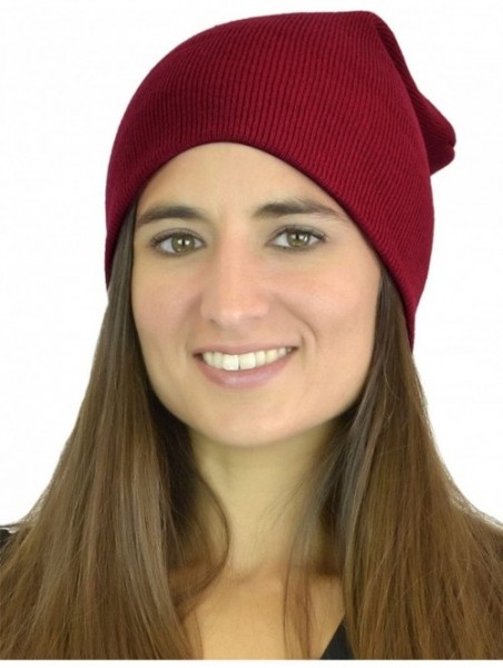 Berets Women's Without Flower Accented Stretch French Beret Hat - Burgundy - CI126BNQ32P $11.21