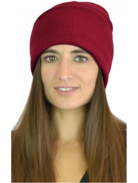 Berets Women's Without Flower Accented Stretch French Beret Hat - Burgundy - CI126BNQ32P $11.21