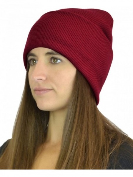 Berets Women's Without Flower Accented Stretch French Beret Hat - Burgundy - CI126BNQ32P $11.21