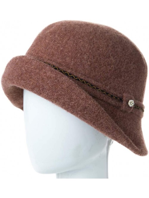 Sun Hats Cloche Round Hat for Women 1920s Fedora Bucket Vintage Hat Flower Accent - 00090_caramel - C818YR30O9T $23.79