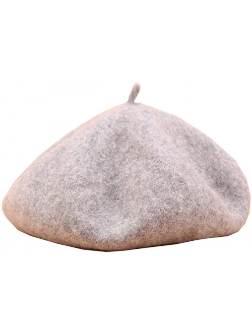 Berets Women's Retro British-Style Solid Color Beret - Light Gray - C718X2AS8O2 $12.46