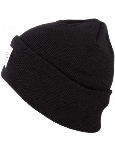 Skullies & Beanies Men's The Uniform Fine Knit Workwear Cuffed Beanie Hat - Uni-noir - CJ18KHC799O $38.75