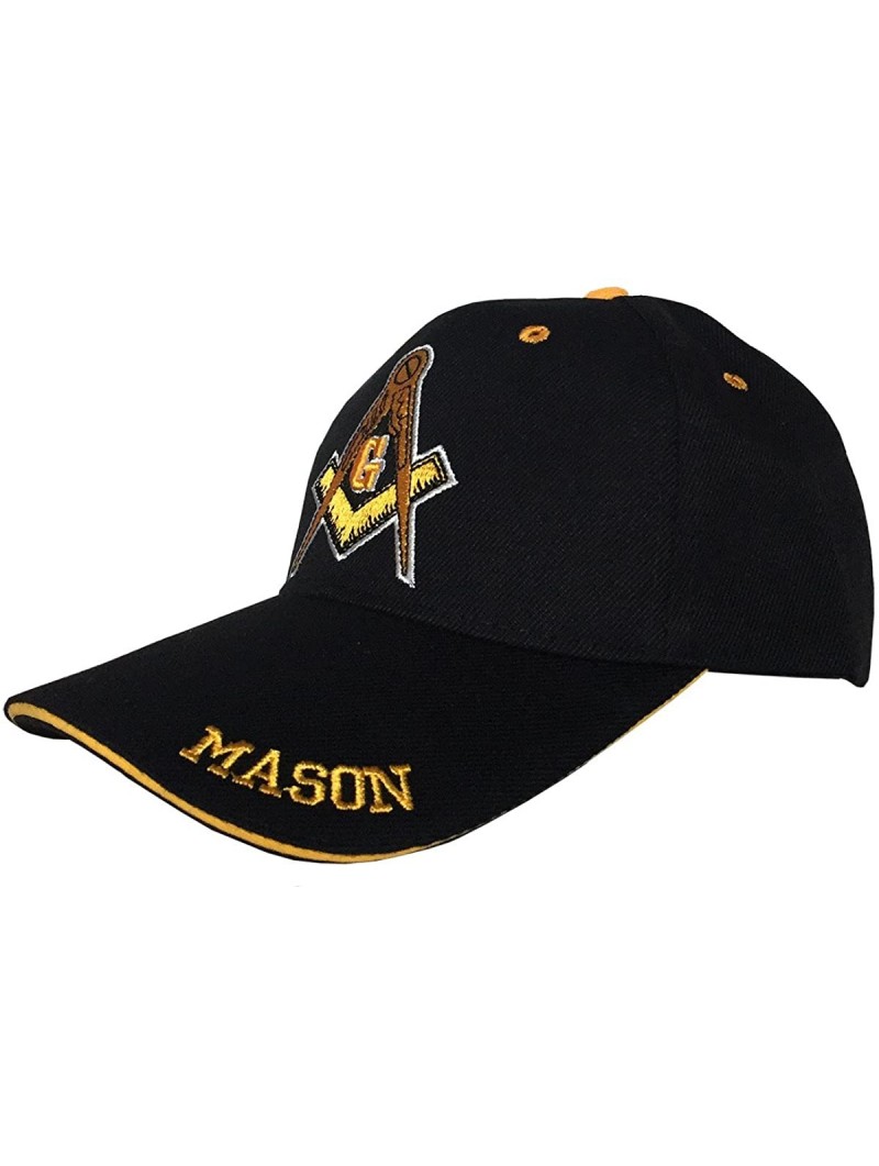 Baseball Caps Freemason Mason Symbol Adjustable 3D Embroidery Baseball Cap Hat - Black & Yellow - CD17YCCUXG5 $13.97