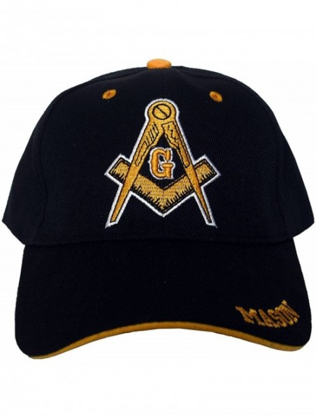 Baseball Caps Freemason Mason Symbol Adjustable 3D Embroidery Baseball Cap Hat - Black & Yellow - CD17YCCUXG5 $13.97